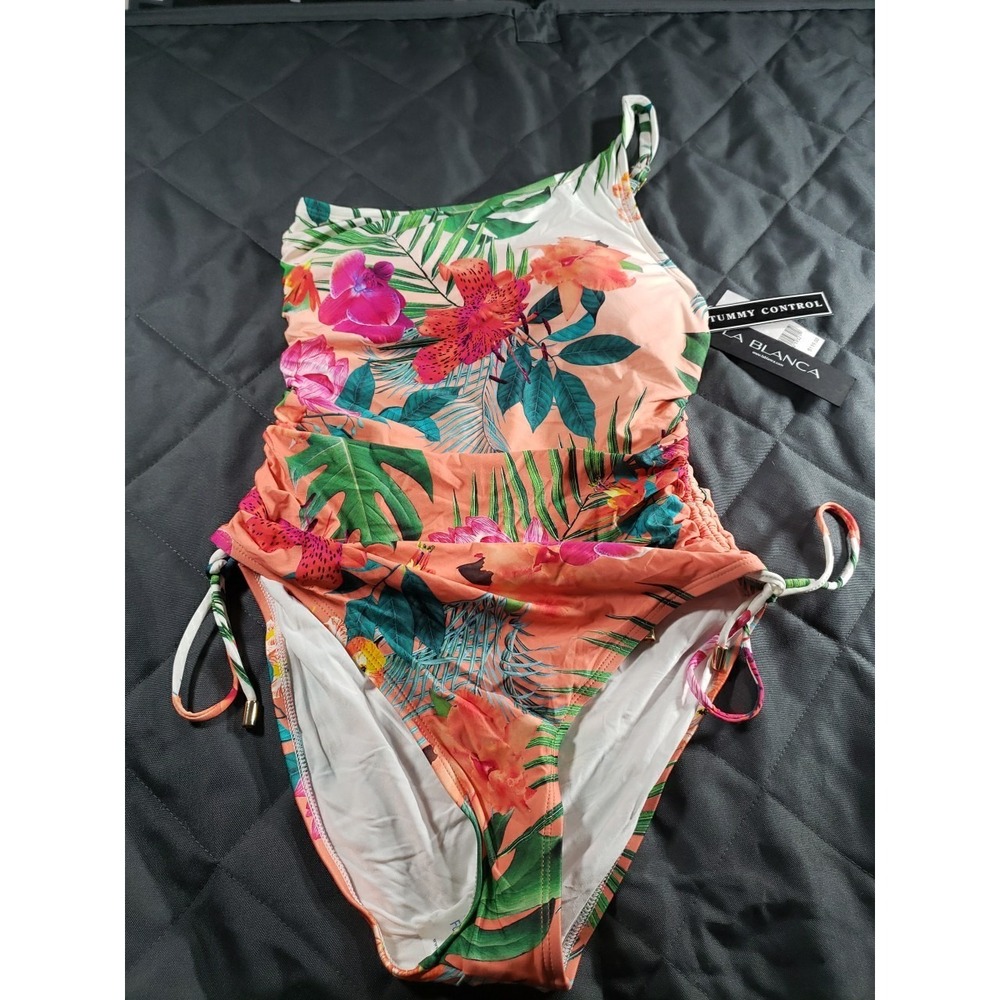 La Blanca One Piece Tropical Floral Tummy Control Swimsuit Size 8